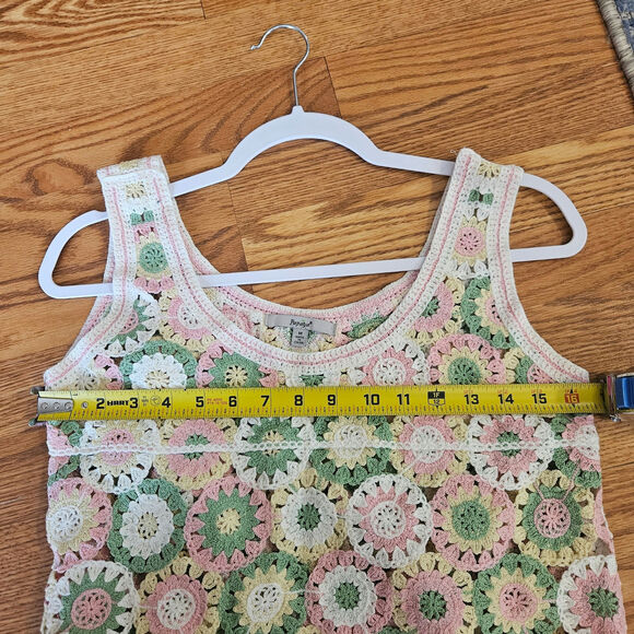 Papaya Crochet Granny Square Crop Tank Top Cottagecore Size Medium - Picture 6 of 6